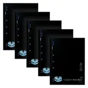 5pc Spirax P596 PP 5 Subject Notebook A4 Writing Stationery 250-Pages Black