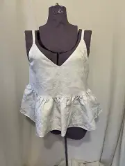 Express shirt Womens Small Off White Semi sheer Lace Detailed Boho Peasant top
