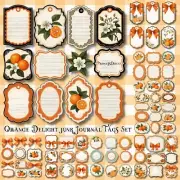 Junk Journal Orange Delight Ephemera Tags Sets, Scrapbooking, Paper Crafts