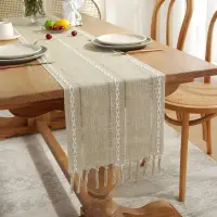 在飛比找蝦皮購物優惠-桌巾  桌布   素色手工編織  鏤空  流蘇   餐桌布