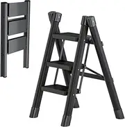 [MTSDM] 3 Step Folding Ladder, Folding Herringbone Ladder, Thickened Stair Stool, Home Use Folding Ladder, Lightweight Portable Folding Step Stool for Home, Kitchen, Office, and Outdoor Use