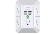 Multi Plug Outlet Surge Protector 5 Outlets Extender 4 USB Charging Ports Office