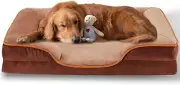 Scratch-Proof Dog Bed Orthopedic Foam Pet Sofa with Removable Cover & Bolster