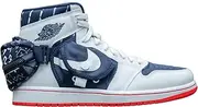 [Nike] Air Jordan 1 Mid Men's Sneakers, White/Neutral Indigo-light Bon, 42 EU