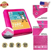 Lightweight and Easy-to-Carry 7 Mil Pink/Silver Tarp - Waterproof and Versatile