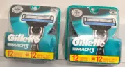 Mens Gillette MACH3 Refills Razor Blades 12 Cartridges (Pack of 2) = 24 Refills