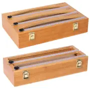 Bamboo Food Wrap Dispenser Reusable Durable Bamboo Cling Wrap Dispenser╮