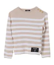 Balmain Kids Crewneck Striped Knitted Jumper 14Y,13Y,12Y,10Y Nude