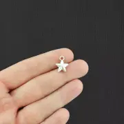 BULK 100 Star Antique Silver Tone Charms 2 Sided - SC396