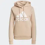 ADIDAS ESSENTIALS 女裝 長袖 帽T 側口袋 內刷毛 棉 粉橘【運動世界】H07891