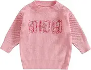 [Kuriozud] Toddler Baby Boy Girl Sweater Checkerboard Knit Crewneck Sweatshirt Soft Warm Fall Winter Clothes