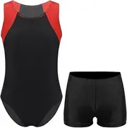 [YiZYiF] Girls Boys Sleeveless Gymnastics Leotard Ballet Dance Yoga Training Unitard jumpsuit With Shorts Sets