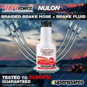 6 F+R Braided Brake Hoses + Nulon Fluid for Nissan Patrol GQ - GU 87-96
