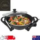 Electric Wok 4.5L Frying Pan Frypan Non Stick with Glass Lid Cooking Portable AU