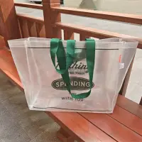 在飛比找蝦皮購物優惠-姨家同韓國透明編織袋夏季新品防水覆膜大號購物袋單肩環保袋手拎