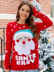 Women's Tops Santa Pullover Sweater Autumn And Winter Letter Embroidery Christma
