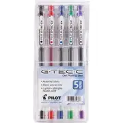 Pilot G Tec C Ultra Fine Gel Pens Assorted Colors 0.4mm Pack of 5