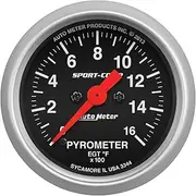 Autometer 2-1/16" Pyrometer, 0-1600 ｡F, Stepper Motor, Sport-Comp (3344)