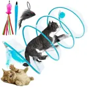 Self Play Cat Hunting Spiral Tunnel Toy, Folded Cat Spring Tunnel Toys for Blue