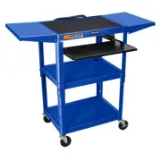 Adjustable-Height Steel Utility Cart - Pullout Keyboard Tray, Drop Leaf, Roya...