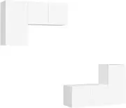 4 Piece TV Cabinet Set in White Engineered Wood - Stylish & Sturdy TV Stand Unit for Living Room, Bedroom, Entertainment Storage Solution