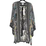 NWT $679 Camilla O/S Think Kinks Kimono 100% Silk Skull Jewel