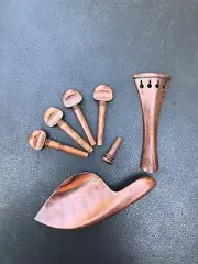 Violin snake wood Parts Accessories Set 4/4 Pegs/ Endpin/Tailpiece/Chin rest