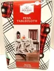 Holiday Time Christmas PEVA Tablecloth Black & White with Red Pick Up 70" Round