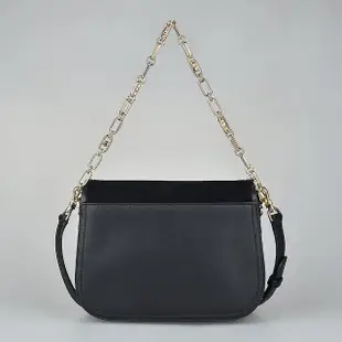 【Michael Kors】MK MICHAEL KORS PARKER金字字母LOGO絨面革拼牛皮釦式鏈帶肩背斜背兩用包(中/黑)