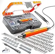 ANVANAN 120 in 1 Electric precision Screwdriver set,Magnetic drill and storage, Mini Electric Screwdriver,Rechargeable, Suitable for mobile phones, Cameras, Laptops, Watches, DIY Repairs - ORANGE