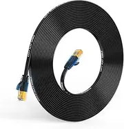 Relper-Lineso Cat 7 Ethernet Patch Cord Internet Cable Flat 50FT with Nails Shielded Ethernet LAN Cable with RJ45 Hyper Speed Internet Cables for Xbox PS4 Computer, Switch, Hubs (50Ft F-B)