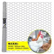 Galvanized Poultry Net - 60in X 100 FT Fencing | Chicken Wire 1" Hole SIMBASTEEL