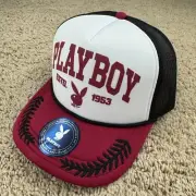 Playboy Hat Lids X White Black Mesh Red Bunny Varsity Foam Trucker Snapback Cap