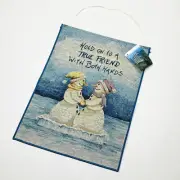 Snow Friends Snowmen Hold On To A True Friend Tapestry Bannerette Wall Hanging