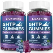 2 Pack 300MG 5-HTP GABA Sleep Supplement Gummies with 200mg L-Theanine Supple...