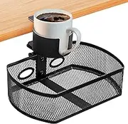 Desk Pros Under Desk Organizer - Clamp On Desk Drawer Attachment - Under Desk Storage Shelf - Reduce Desk Clutter with Office Desk Basket & Clip on Cup Holder