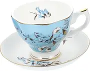 BRIGHTFUFU 1 Set Bone China Coffee Cup and Saucer Set Elegant Kitchen Supply for Afternoon Tea Ergonomic Handle Design Safe and Reliable for Everyday Use
