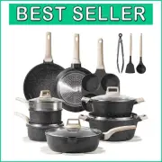 Versatile 21-Piece Induction Ready Cookware Set with Nonstick Granite Finish