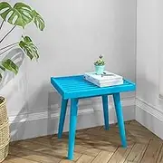 Plank+Beam Entryway Bench, Wooden End of Bed Bench for Bedroom, Mid-Century Modern Square Bench for Hallway, Living Room, Indoor, Porch, 19”, Teal
