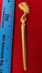 EGYPTIAN QUEEN NEFERTITI LETTER OPENER GOLD PLATE OVER PEWTER