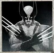 NICOLAS DELORT WOLVERINE ORIGINAL ART INK ON CLAYBORD 5 x 5 SIGNED