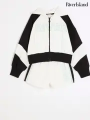 River Island Cream Girls RI Active Zip 100% Cotton Thru and Shorts Set (B14151) | $78