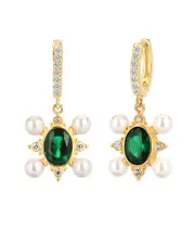 Gabi Rielle 14K Over Silver CZ Huggie Earrings
