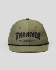 [Thrasher] Thrasher Men's Rope Snapback Cap in Olive/Black One Size Olive/Black