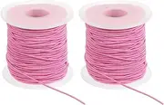 uxcell Elastic String for Bracelet 164 Ft/50 Meter Length 1 mm Dia, 2 Roll Sturdy Stretchy String Cord for Jewelry Making Necklace Beading Craft DIY, Pink