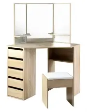[Artiss] Mirrored Dressing Table Set in Oak