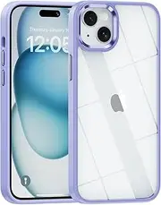saputu for iPhone 15 case,Crystal Clear Hard PC Back +Soft TPU Frame Shockproof Military-Drop Protection,Classic Hybrid Case for iPhone 15-6.1"， Lavender Purple