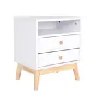 Bedside Table Side Storage Cabinet Nightstand Bedroom 2 Drawer ANYA WHITE La Bel