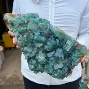 14.6lb Large NATURAL Green Cube FLUORITE Quartz Crystal Cluster Mineral Specimen