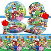 New Super Mario Party Supplies Balloon Kids Birthday Decoration Tableware Banner